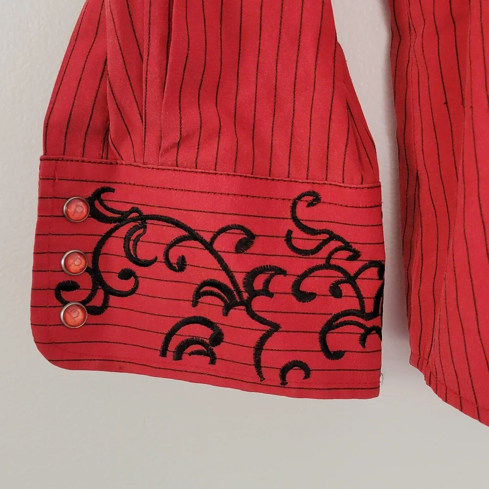 PatronCito Shirts Mens S Red  Pearl Snap Western Embroidered Charro Cowboy
